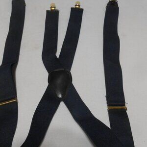 MEN'S ADJUSTABLE HEAVY DUTY CLIP SUSPENDERS ADJUSTABLE 1 1/4" NAVY BLUE & GOLD